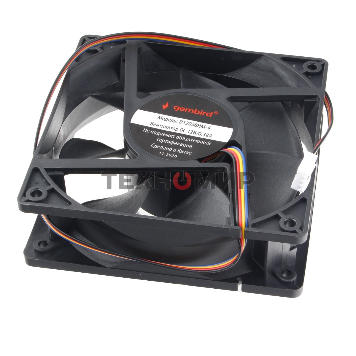 Вентилятор для корпуса Gembird черный, 120 мм, 2500 об/мин, 30 дБ, 4 pin