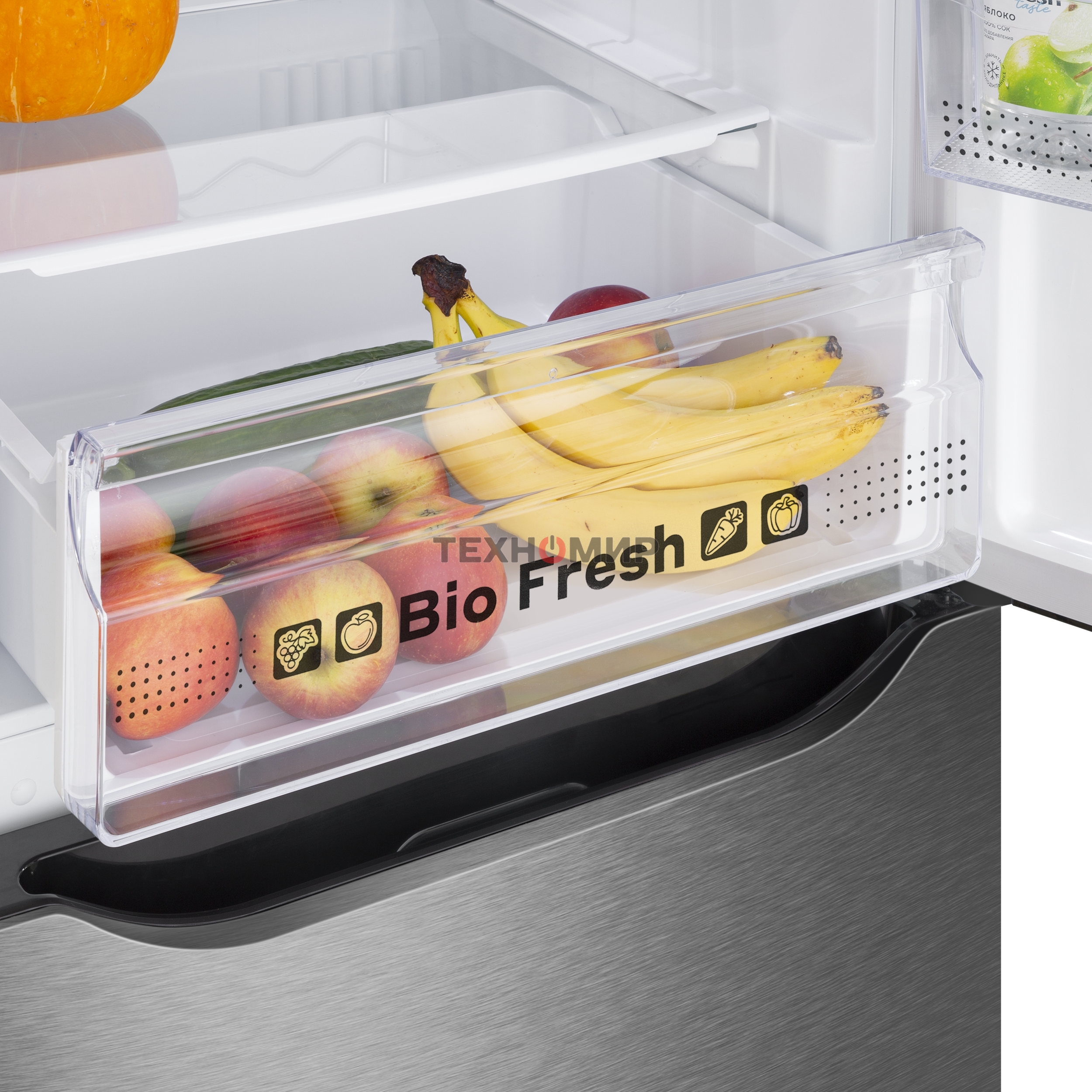 Холодильник Maunfeld MFF195NFIX10 нержавеющая сталь двухкамерный 252/98л морозилка снизу, No Frost