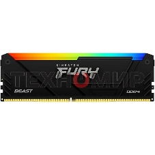 Оперативная память Kingston Fury Beast, DDR4, 64GB (4x16GB), 3200MHz, CL16, DIMM, с радиатором, RGB, черный