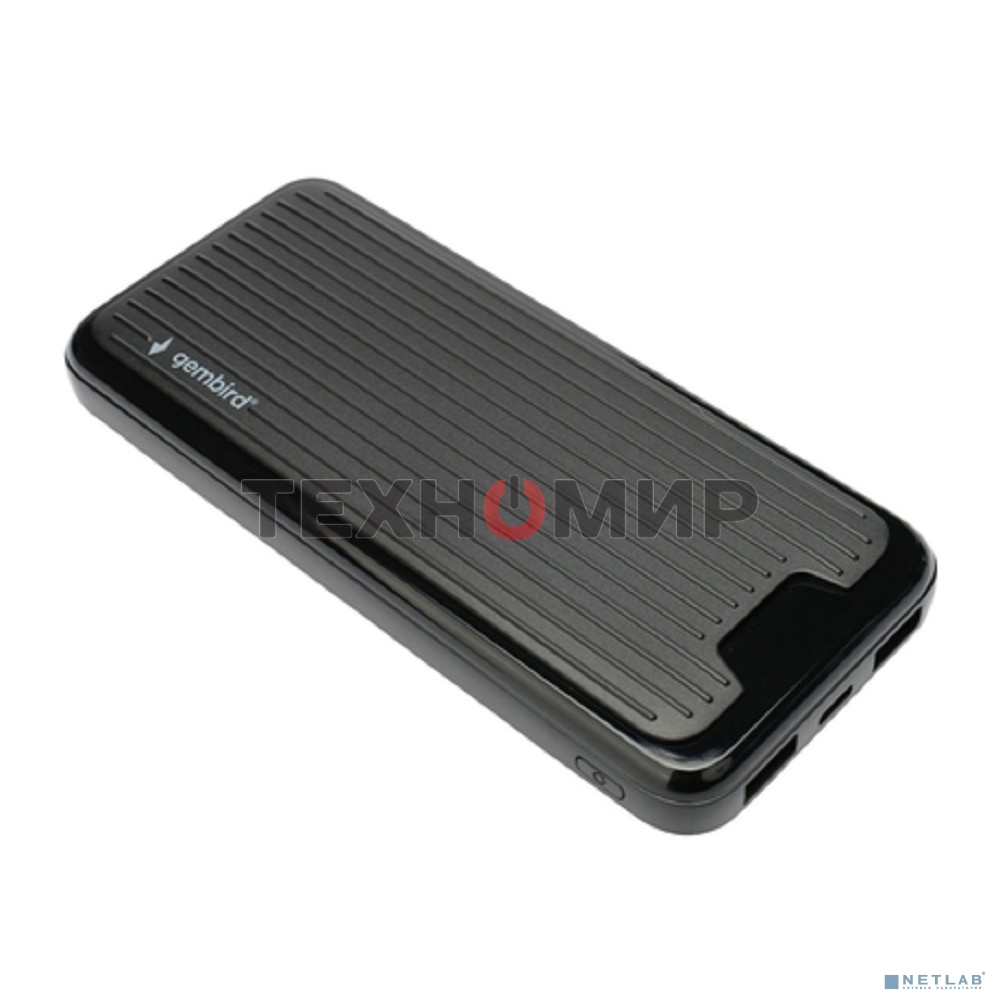 Портативный аккумулятор Gembird GPB-10, 10000мА·ч, 2A, черный