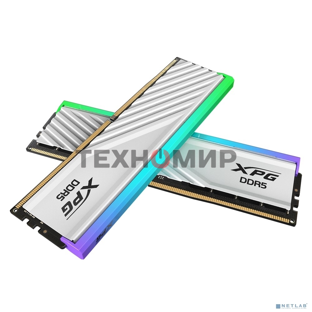 Оперативная память XPG Lancer Blade RGB, DDR5, 32Gb (2x16Gb), 6000MHz, CL34, DIMM, с радиаторами, RGB, белый