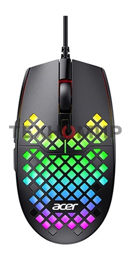 Мышь проводная Acer OMW134 черный, 3200 dpi, USB, кнопки - 6