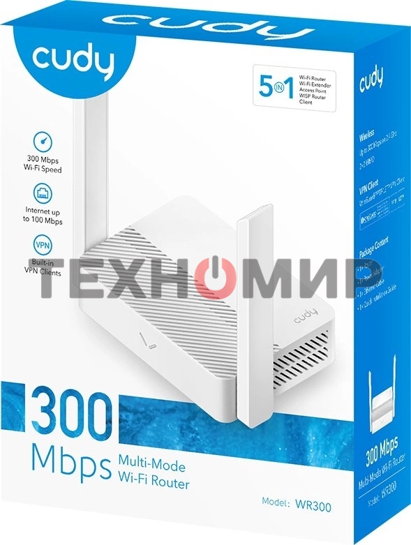 Роутер Cudy WR300 N300 10/100BASE-TX/Wi-Fi белый