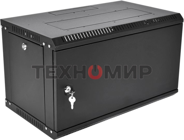 Шкаф телекоммуникационный настенный разборный ЦМО ЭКОНОМ 6U (600 x 350) дверь металл, черный (ШРН-Э-6.350.1-9005)
