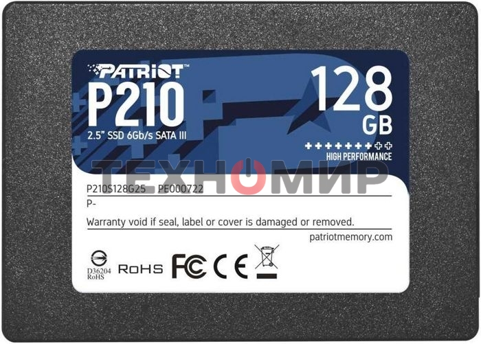 Накопитель SSD Patriot P210, 128Gb, SATA III, 2.5