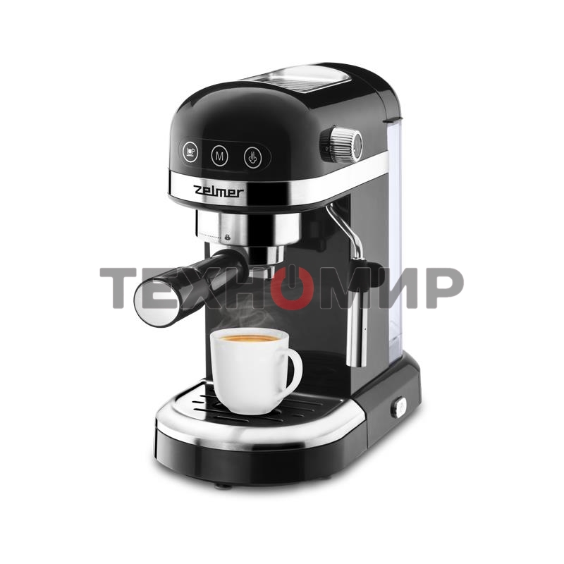 Кофеварка рожковая Zelmer EXPRESSO ZCM7295 черный, исп. кофе - молотый/чалды, 1.4 л, 1350 Вт, 20 бар