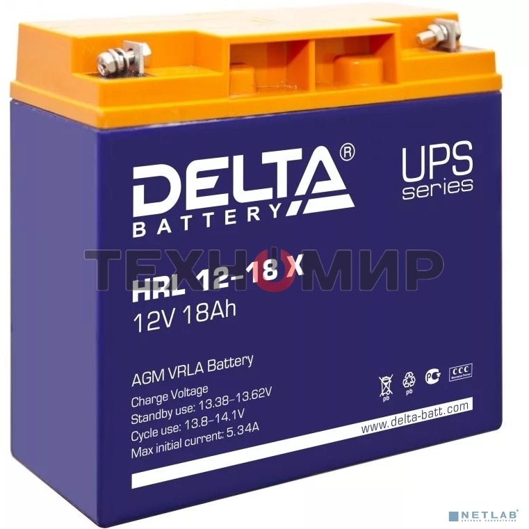 Батарея Delta HRL 12-18 X (17.8 А\ч, 12В) свинцово- кислотный аккумулятор
