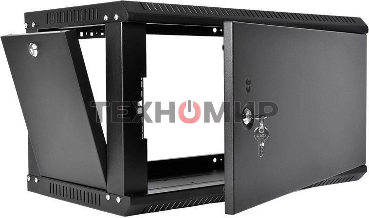 Шкаф телекоммуникационный настенный разборный ЦМО ЭКОНОМ 6U (600 x 350) дверь металл, черный (ШРН-Э-6.350.1-9005)