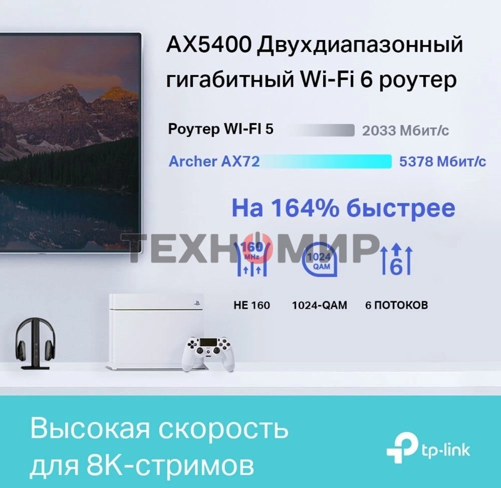 Маршрутизатор TP-Link Archer AX72 AX5400 Dual-Band Wi-Fi 6 Router