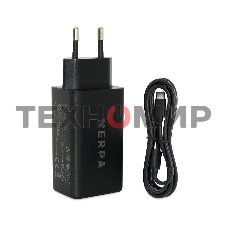 Сетевое зарядное устройство NERPA PD333CBX 65W GaN PD+QC3.0, 2xUSB-C, 1xUSB-A, USB-C - USB-C 100W cable 1.5m черный, EU plug, BOX