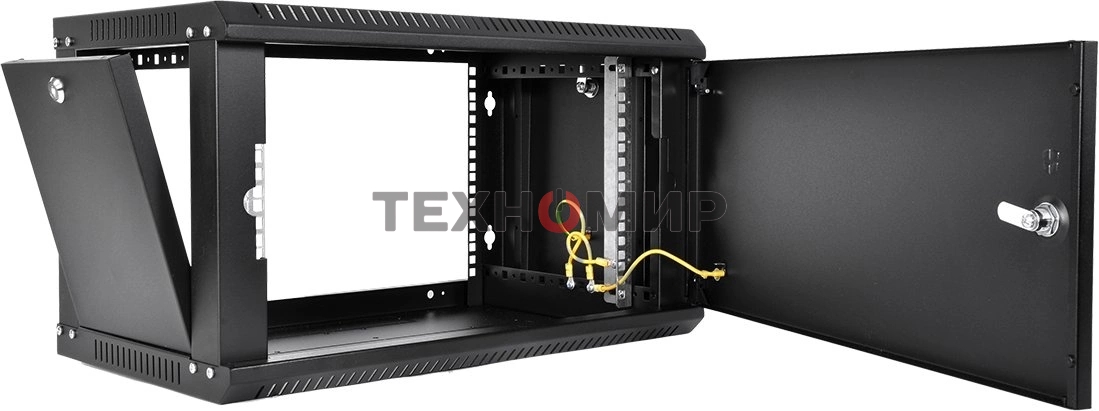 Шкаф телекоммуникационный настенный разборный ЦМО ЭКОНОМ 6U (600 x 350) дверь металл, черный (ШРН-Э-6.350.1-9005)