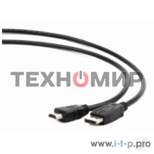 Кабель Cablexpert DisplayPort->HDMI, 10м, 20M/19M, черный, экран, пакет
