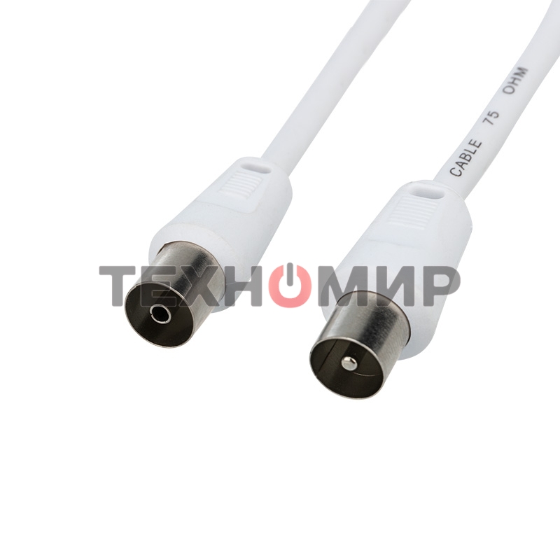 Шнур Rexant ТВ гнездо - ТВ штекер, длина 1,5 метра, белый