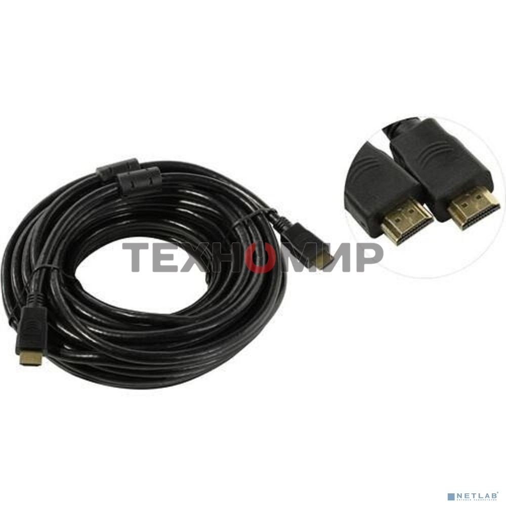 Кабель HDMI Exegate EX287727RUS EX-CC-HDMI2-15.0F (19M/19M, v2.0, 15м, 4K UHD, Ethernet, ферритовые кольца, позолоченные контакты)