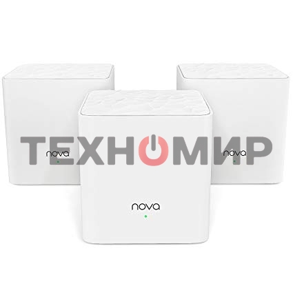Двухдиапазонная Wi-Fi Mesh система Tenda nova MW3 (3 роутера) АС1200, 2 порта fast ethernet RJ45