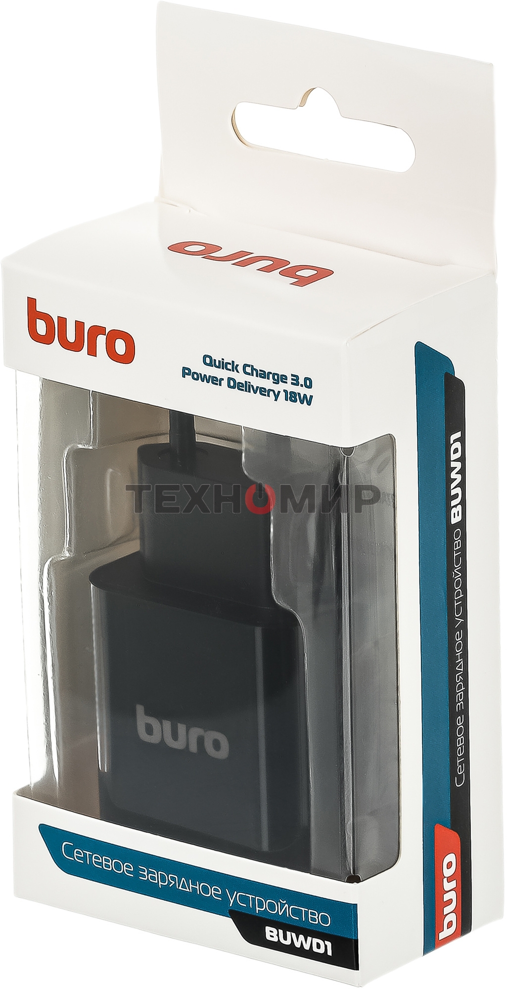 Сетевое зарядное устройство Buro BUWD1 3A PD+QC черный