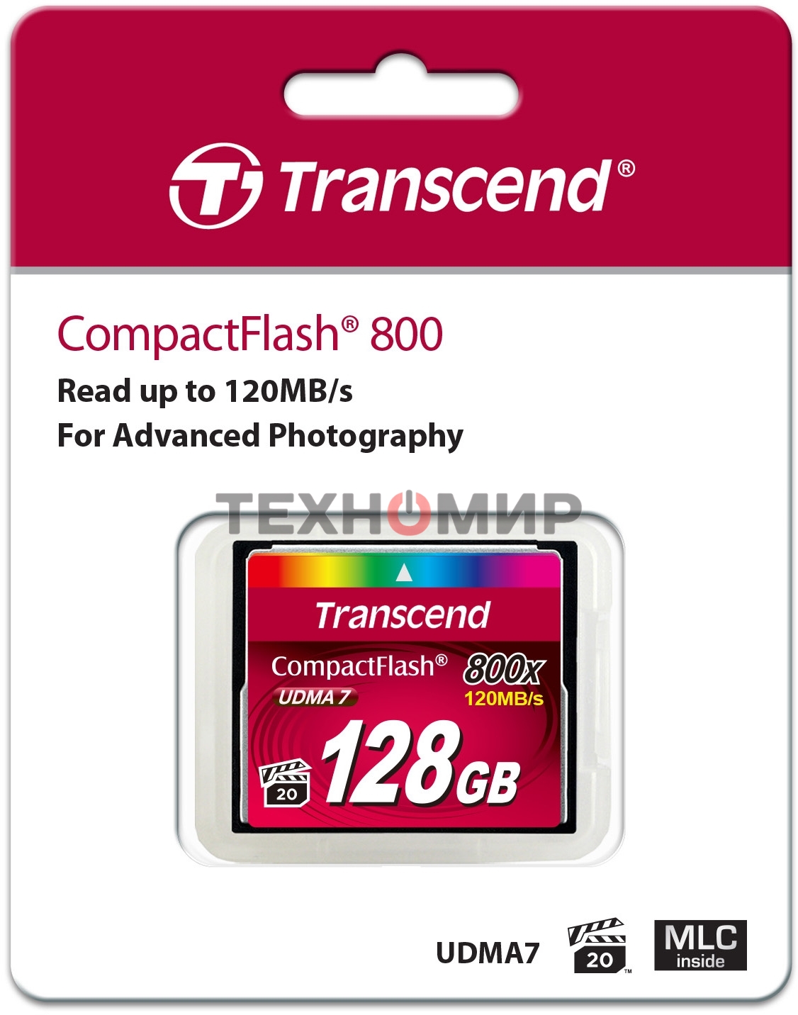 Флеш карта CF 128Gb, Transcend Ultra Speed 800X