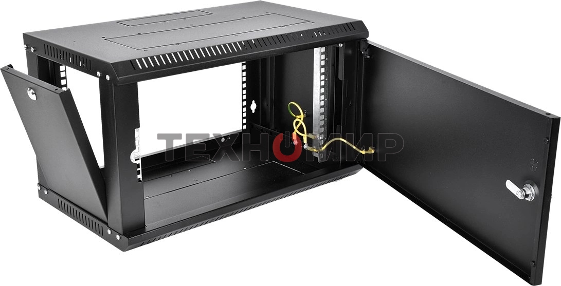 Шкаф телекоммуникационный настенный разборный ЦМО ЭКОНОМ 6U (600 x 520) дверь металл, черный (ШРН-Э-6.500.1-9005)