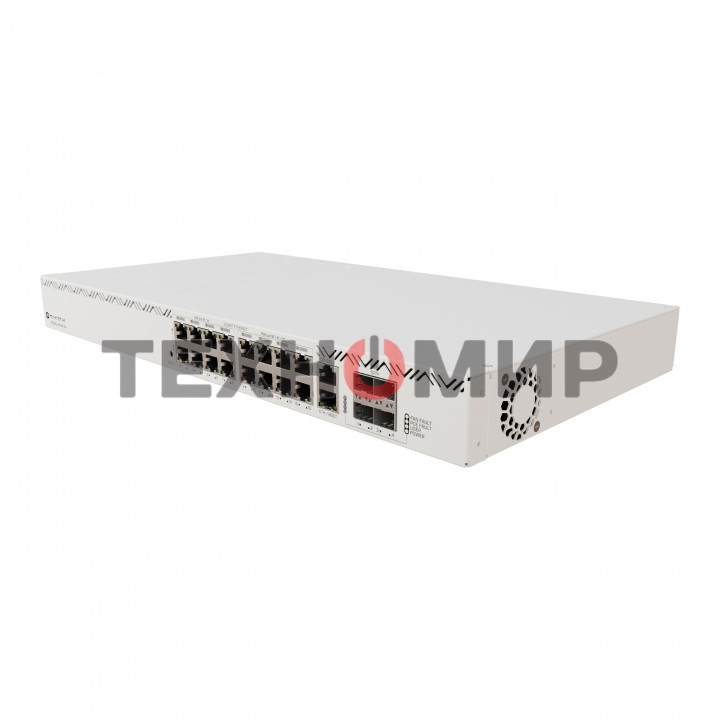 Коммутатор MikroTik CRS320-8P-8B-4S+RM Cloud Router Switch with dual-core 800 MHz CPU, 256 MB RAM, 98DX226S switch chip, 17 x Gigabit Eth ports (8 x 802.3af/at, 8 x 802.3bt PoE-out), 4 x 10G SFP+ ports, RouterOS L5, 1U rackmount enclosure, 600W PSU