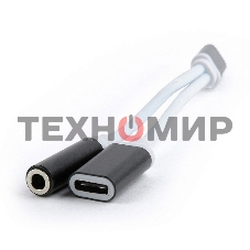 Переходник Cablexpert USB Type-C/Jack3.5 F+ Type-C F, черный, пакет (CCA-UC3.5F-02)