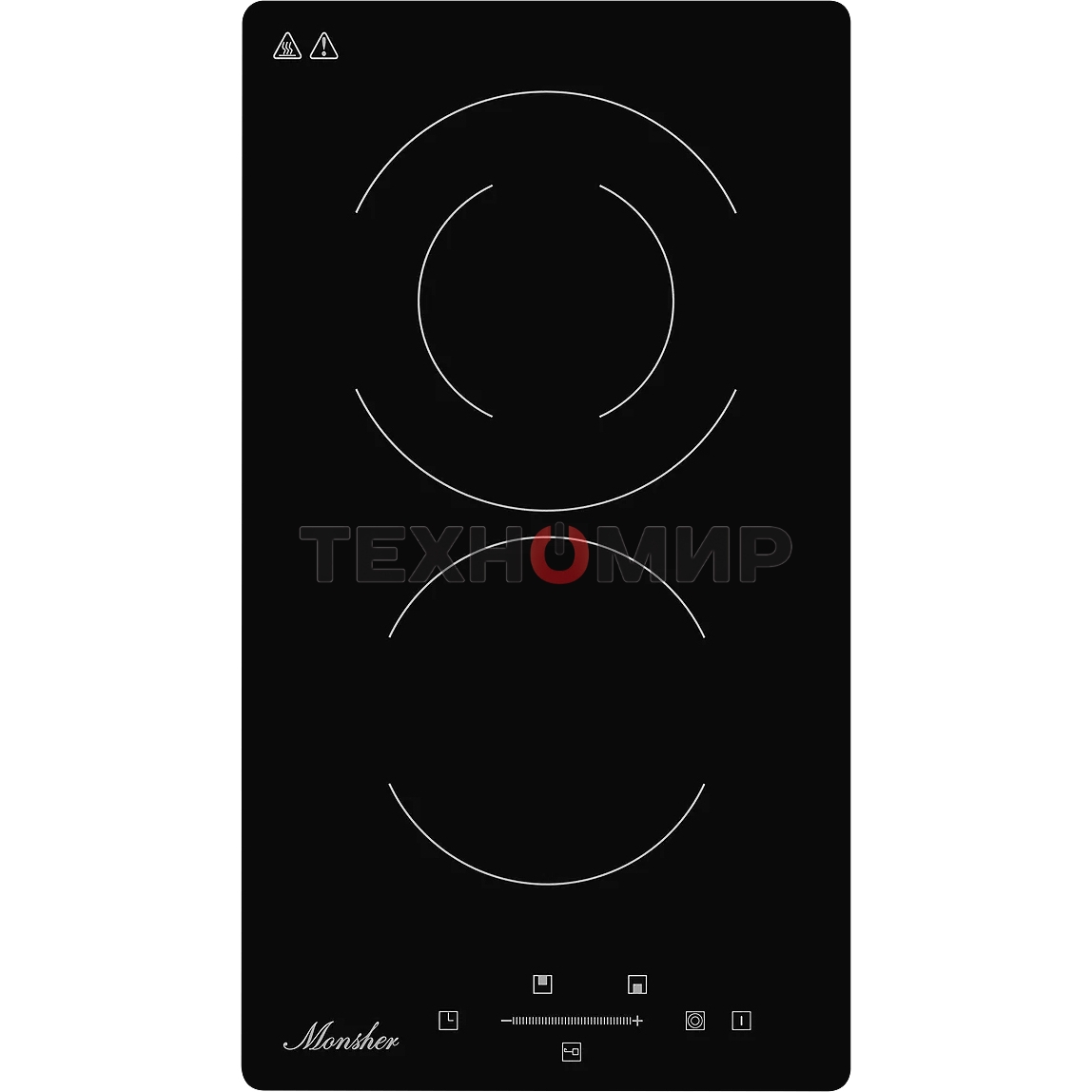 Встраиваемая варочная панель Monsher MHE 3002 30 см, электрическая, две конфорки, черный