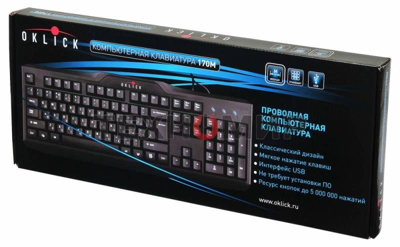 Клавиатура Oklick 170M проводная, USB Type-A, чёрный