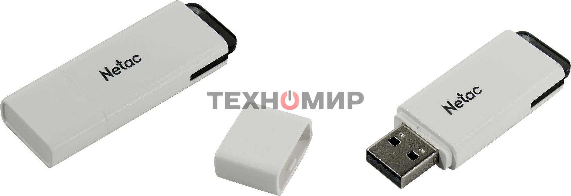 Флешка USB Netac U185 (NT03U185N-016G-20WH), 16Gb, USB 2.0, R/W 25/10, белый/серый