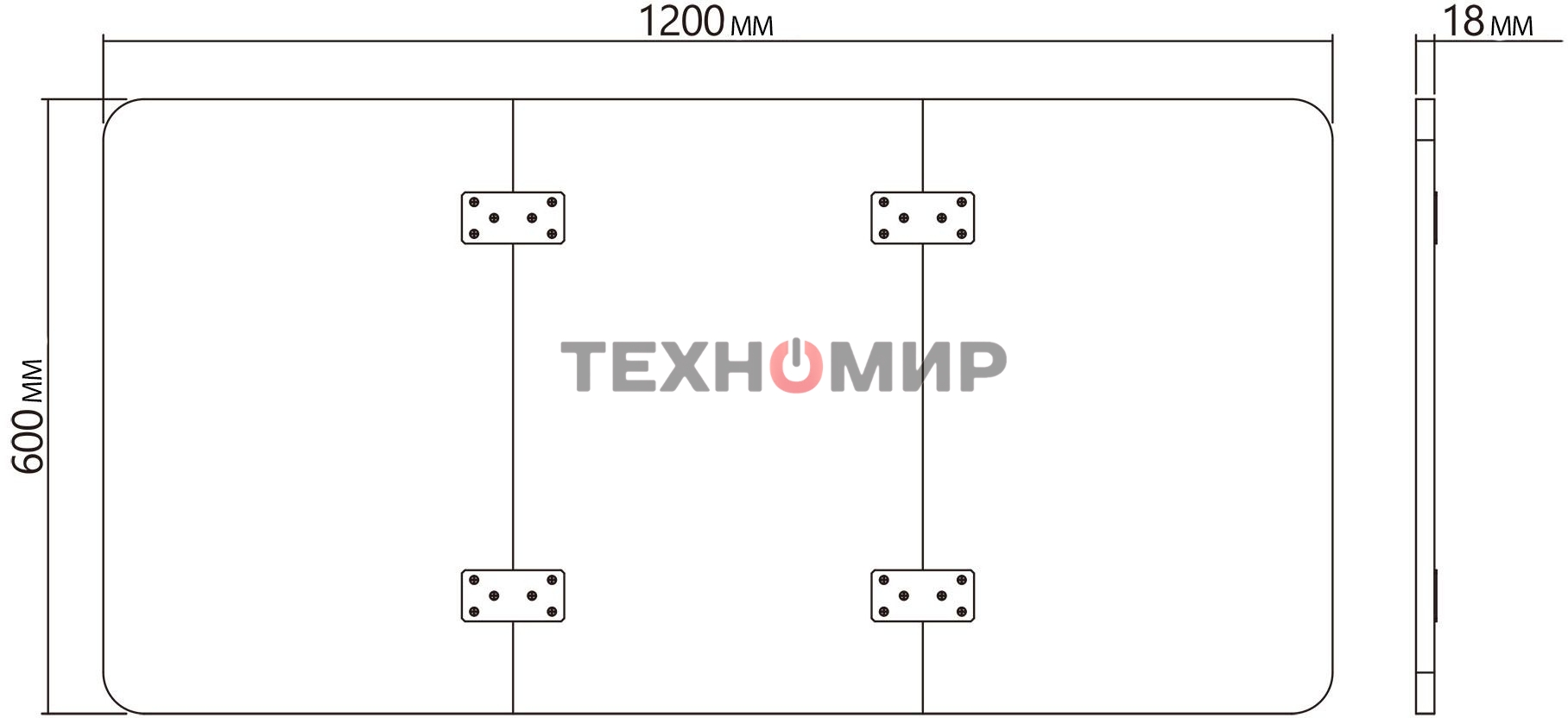 Столешница Cactus CS-TD3-WT 120x60x1.8см белый