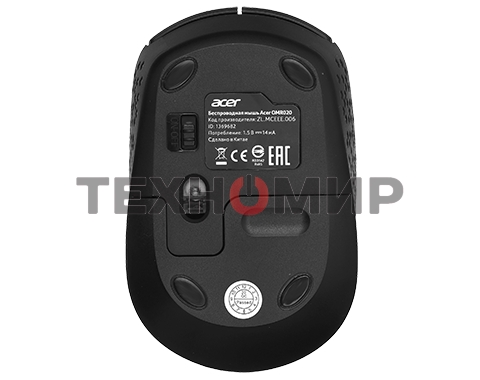 Мышь беспроводная Acer OMR020 черный, 1200 dpi, радиоканал, USB, кнопки - 3