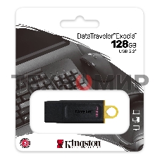 Флешка USB Kingston DataTraveler Exodia (DTX/128GB), 128Gb, USB 3.2 Gen 1, R/W 200/60, черный/желтый