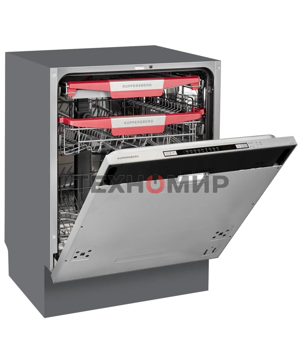 Встраиваемая посудомоечная машина Kuppersberg GLM 6080 Полноразмерная, 60 см, 14 комплектов, 7 программ, внутреннее освещение, автоматическое открывание дверцы, 3 корзины, луч на полу, уровень шума 49 дБ, А+++