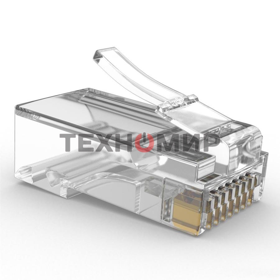 Вилка RJ-45 (8P8C) LC-PTU-01/100 универсальная. cat.5e. со сквозным отверстием(100 шт.)