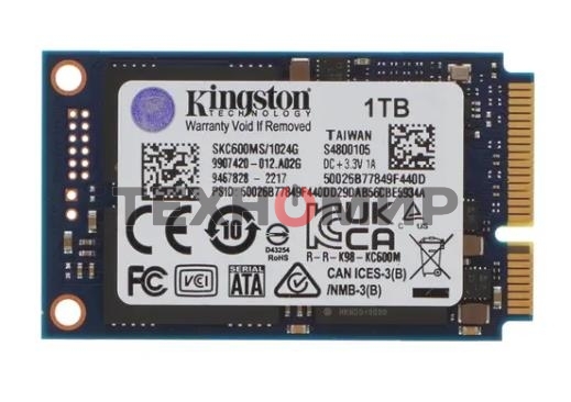 Накопитель SSD Kingston KC600, 1Tb, mSATA, R/W 550/520