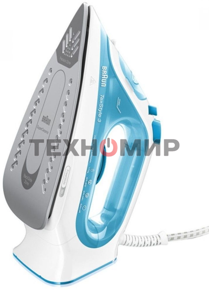 Утюг Braun SI3053BL голубой/белый, 2400 Вт, 45 г/мин, 170 г/мин, 270 мл