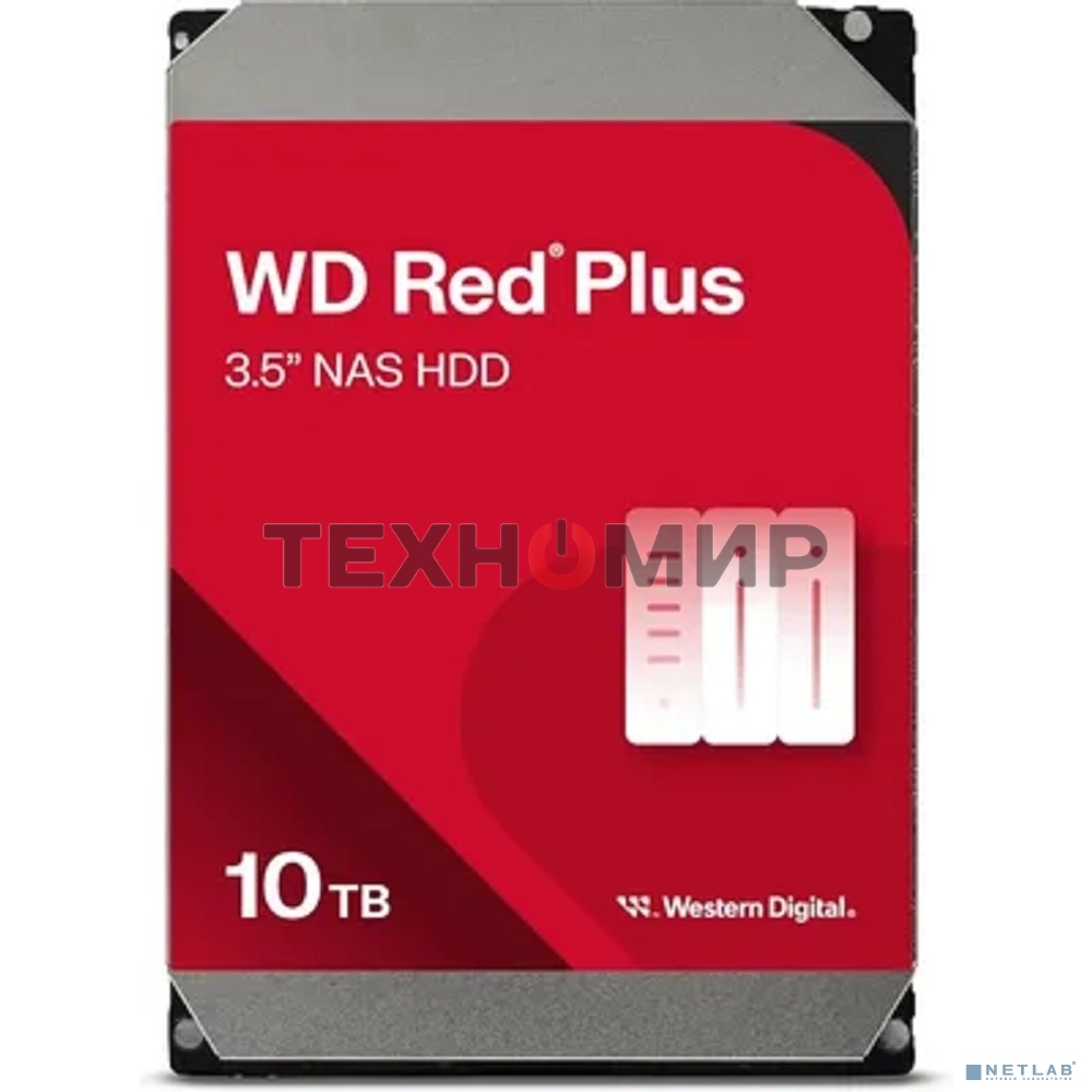 Жесткий диск HDD Western Digital 10Tb, 7200RPM SATA  3.5 Red Plus NAS 512MB buffer
