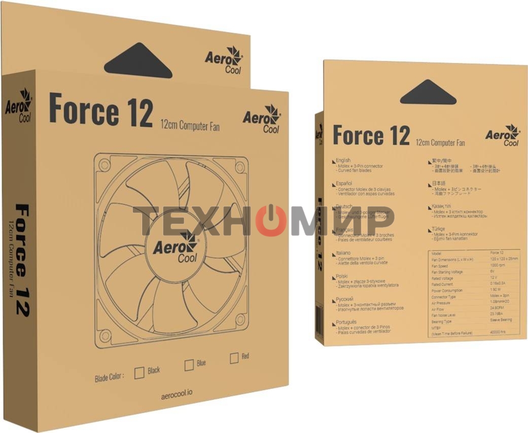 Вентилятор для корпуса Aerocool/Formula Force 12 PWM черный, 120 мм, 1500 об/мин, 27.5 дБ, 4 pin