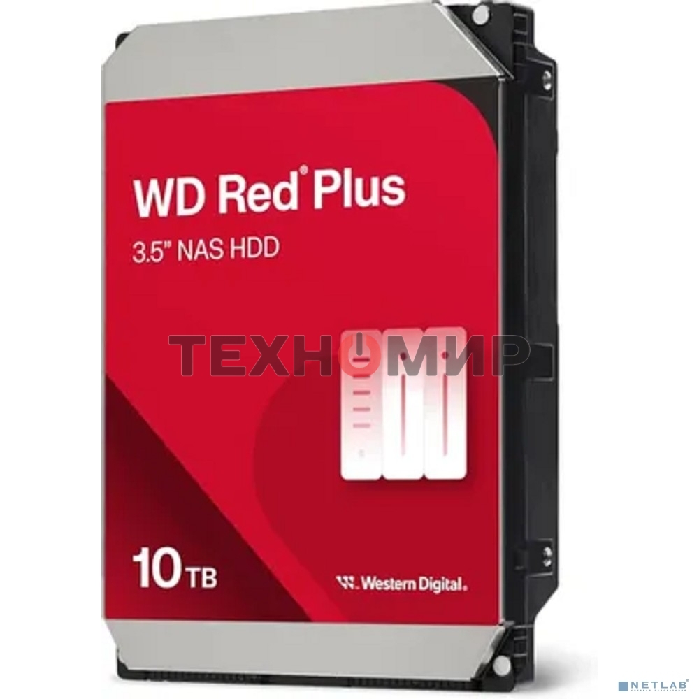 Жесткий диск HDD Western Digital 10Tb, 7200RPM SATA  3.5 Red Plus NAS 512MB buffer