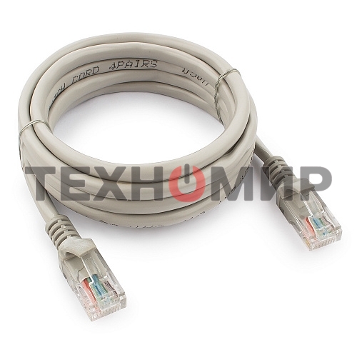 Патч-корд UTP Cablexpert cat.5e, 2м, литой, многожильный, серый