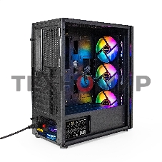 Компьютерный корпус Miditower ExeGate EVO-9205-EVO800 (ATX, БП EVO800RGb с вент. 12 см, с окном, 1хUSB+1хUSB 3.0, аудио, черный, 3 вент. 12см с RGb подсветкой)
