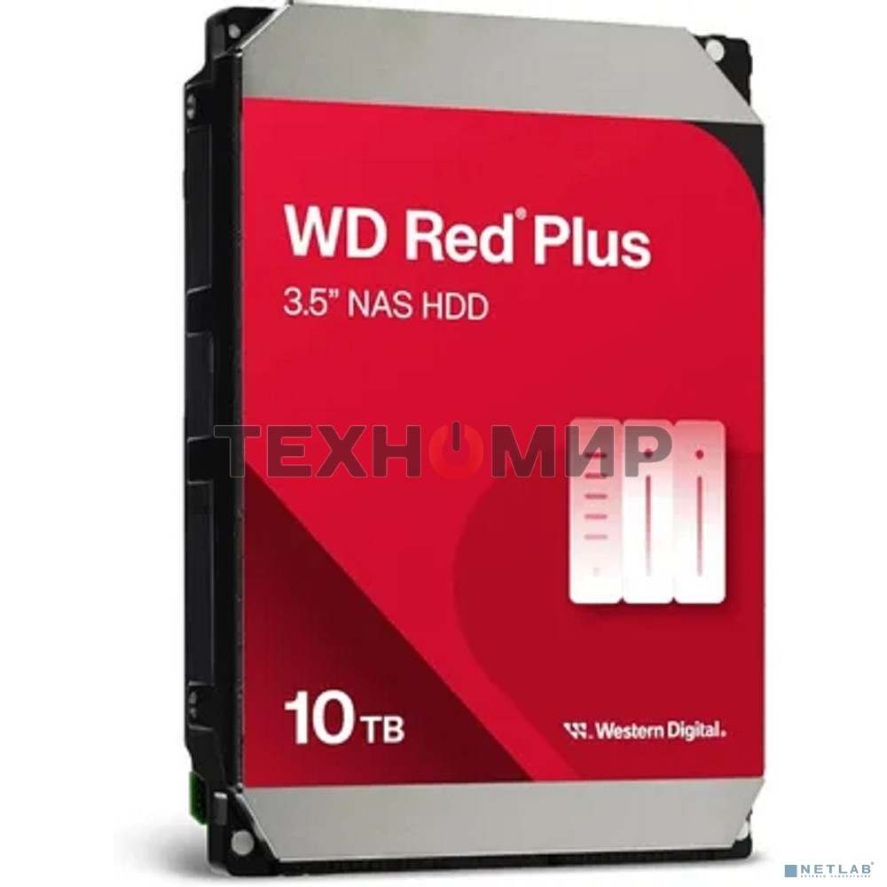 Жесткий диск HDD Western Digital 10Tb, 7200RPM SATA  3.5 Red Plus NAS 512MB buffer