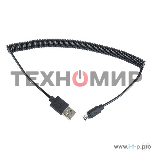 Кабель Cablexpert USB2.0 Pro, AM/microBM 5P, 1.8м, витой, черный, пакет (CC-mUSB2C-AMBM-6)