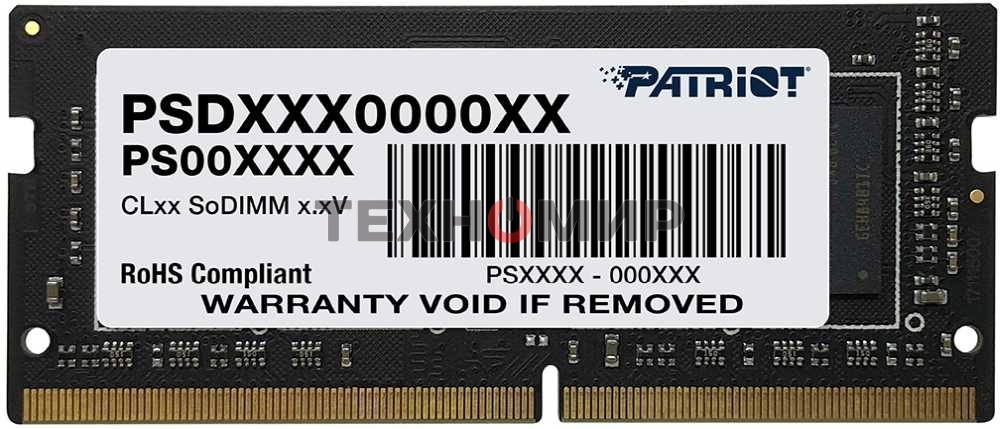 Оперативная память Patriot Signature, DDR4, 16GB (1x16 GB), 2666 MHz, CL19, SO-DIMM