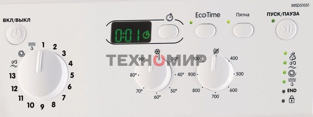 Стиральная машина Indesit IWSD 51051 CIS белый, загрузка фронтальная 5 кг, 1000 об/мин., класс: А