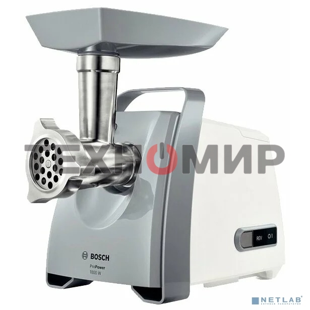 Мясорубка электрическая Bosch MFW 66020 белый/серый, 1800 Вт, 3.0 кг/мин, насадки - 5