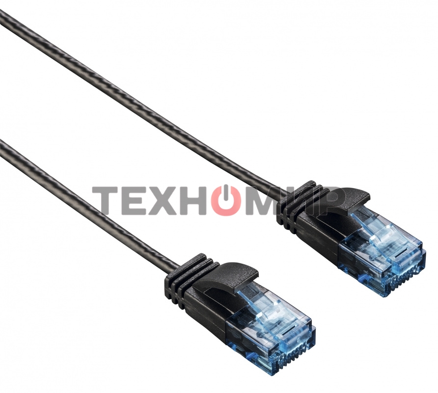 Патч-корд Hama Slim-Flexible UTP cat6 solid 1.5м черный RJ-45 (m)-RJ-45 (m)