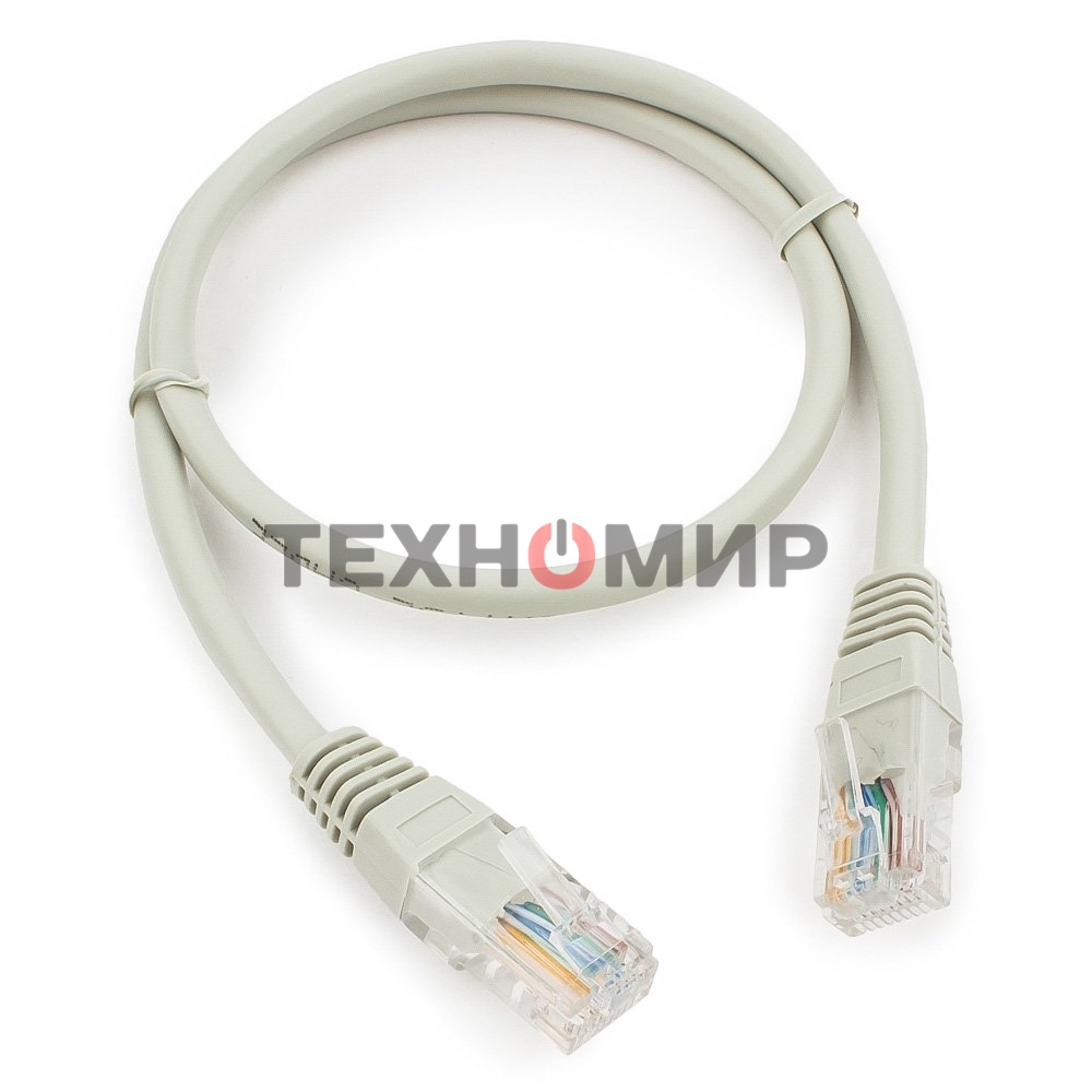 Патч-корд медный UTP Cablexpert PP10-0.5M cat.5, 0.5м, литой, многожильный, серый