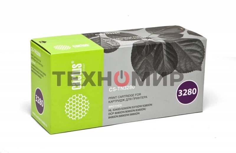 Картридж лазерный Cactus CS-TN3280 черный (8000 стр.) для Brother DCP-8085/8085DN/HL-5340/5340D/5350/5350DN/5370/5370DW/MFC-8880/8880DN