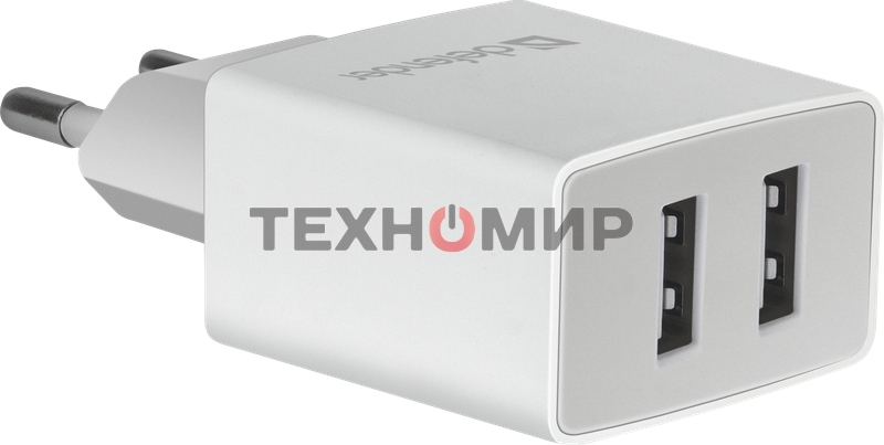 Сетевой адаптер Defender 2xUSB, 2.1А, белый (UPA-22)