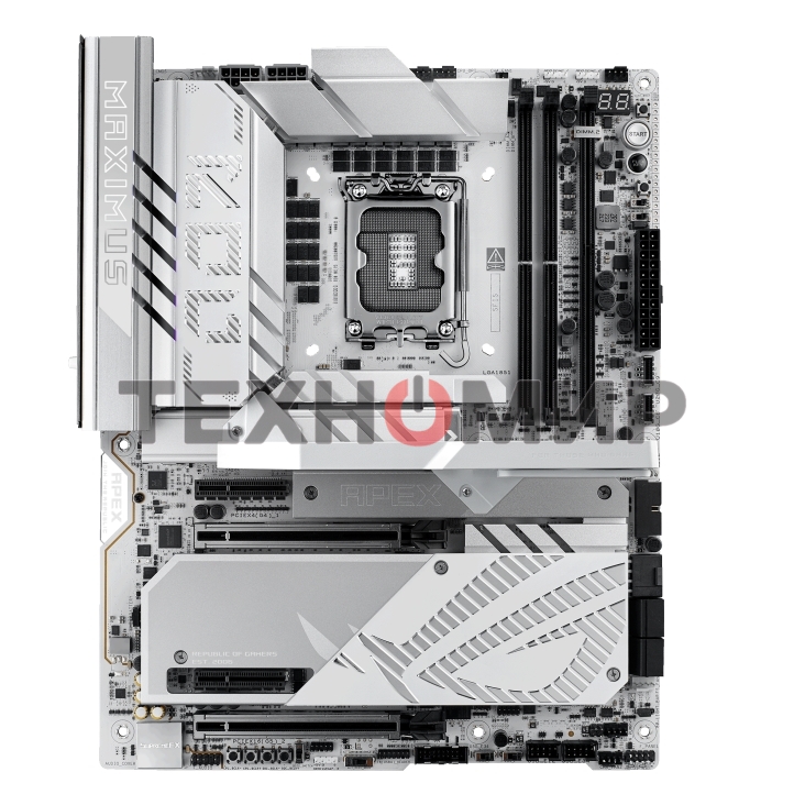 Материнская плата ASUS ROG MAXIMUS Z890 APEX, LGA 1851, Intel Z890, 2xDDR5, 4xSATA, 4xM.2, 1xPCIe 5.0 x16, 1xPCIe 5.0 x8, 2xUSB-C Thunderbolt 4, 1xUSB-C 20Gbps, 4xUSB-A 10Gbps, 4xUSB-A 5Gbps, 1x 5Gb LAN, 2x3.5 мм, 7.1, ATX