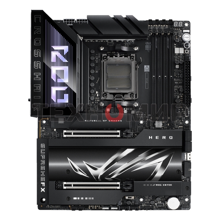 Материнская плата ASUS ROG CROSSHAIR X870E HERO, AM5, AMD X870E, 4xDDR5, 4xSATA, 5xM.2, 2xPCI-E 5.0 x16, 1xHDMI, 2xUSB-C (видео), 2x 5Gb LAN, 6xUSB-A 3.2 Gen 2, 2xUSB-C 3.2 Gen 2, 2xUSB4, 2x3.5 мм, 7.1, ATX